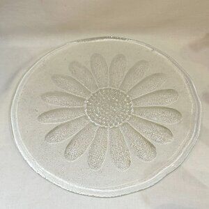 Frank Thrower Designed Dartington Daisy Crystal Cheese Plate Platter 9.5"